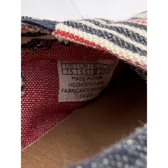 TOMS Womens Classic Alpargata Slip On Shoe Size 7.5 Navy Red Flat Espadrille - Picture 11 of 12